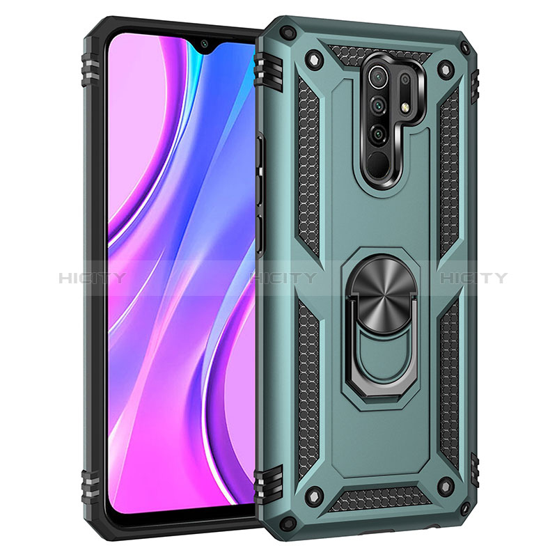 Custodia Silicone e Plastica Opaca Cover con Magnetico Anello Supporto MQ3 per Xiaomi Redmi 9 Prime India