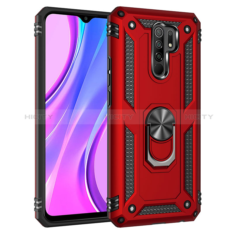 Custodia Silicone e Plastica Opaca Cover con Magnetico Anello Supporto MQ3 per Xiaomi Redmi 9 Prime India