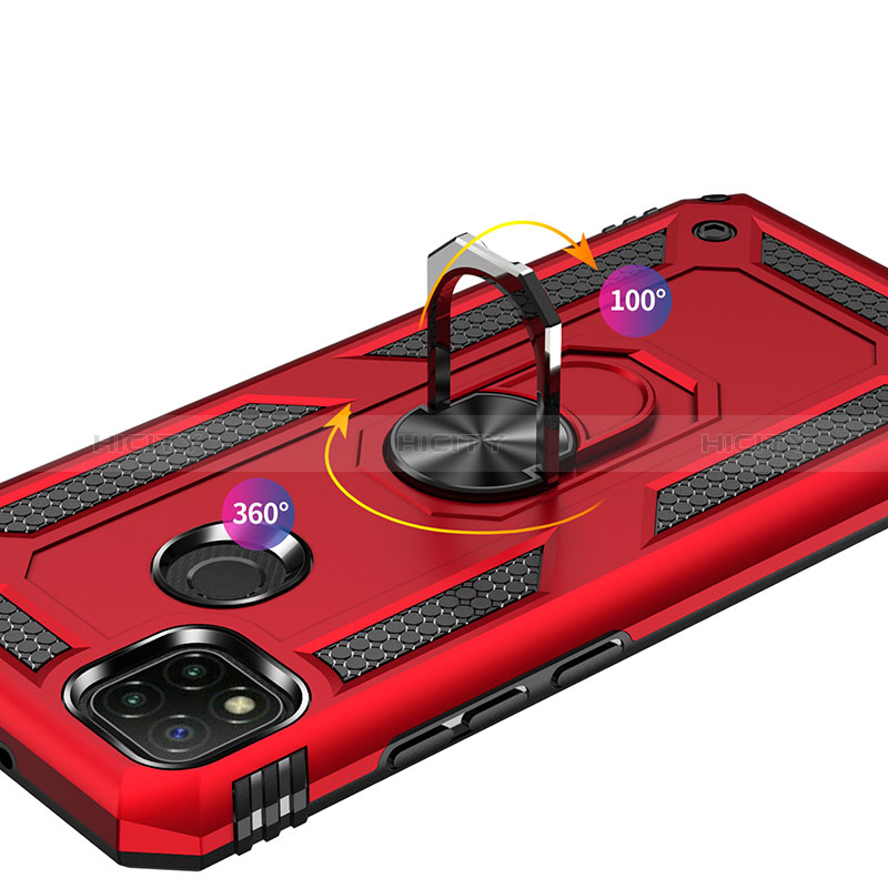 Custodia Silicone e Plastica Opaca Cover con Magnetico Anello Supporto MQ3 per Xiaomi Redmi 9C