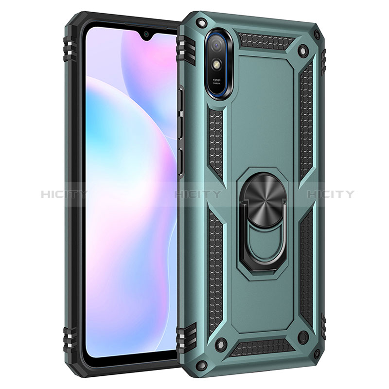 Custodia Silicone e Plastica Opaca Cover con Magnetico Anello Supporto MQ3 per Xiaomi Redmi 9i