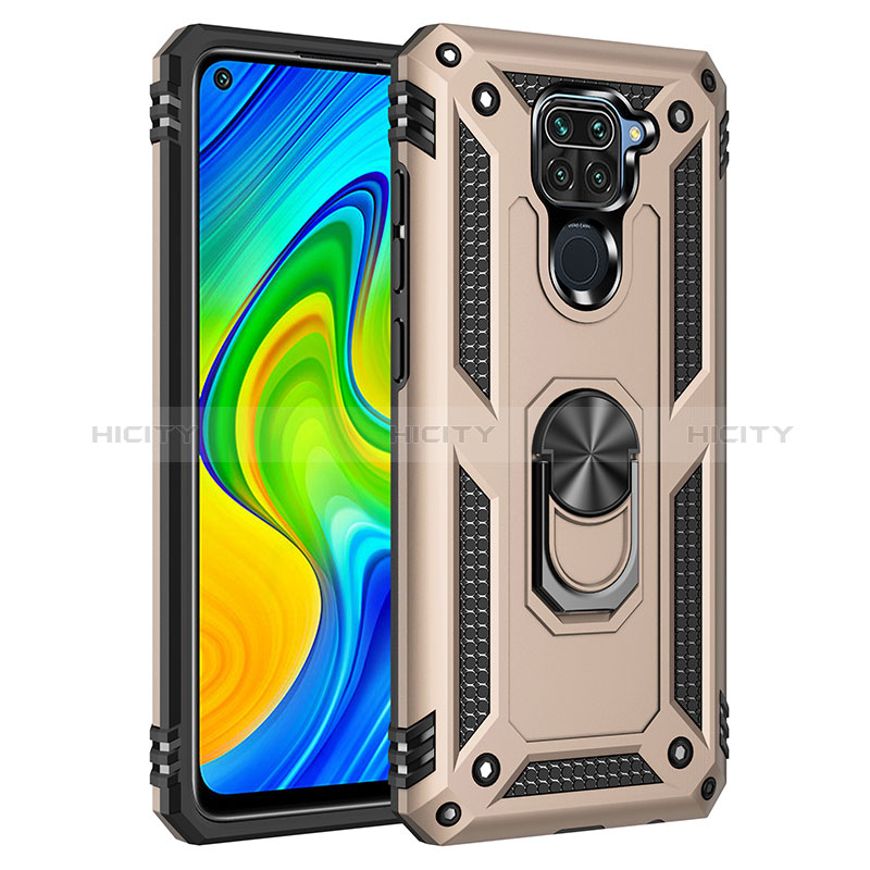 Custodia Silicone e Plastica Opaca Cover con Magnetico Anello Supporto MQ3 per Xiaomi Redmi Note 9 Oro