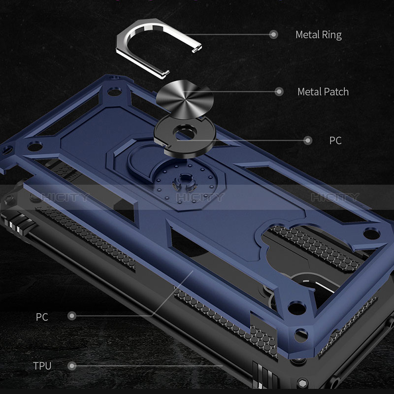 Custodia Silicone e Plastica Opaca Cover con Magnetico Anello Supporto MQ3 per Xiaomi Redmi Note 9 Pro