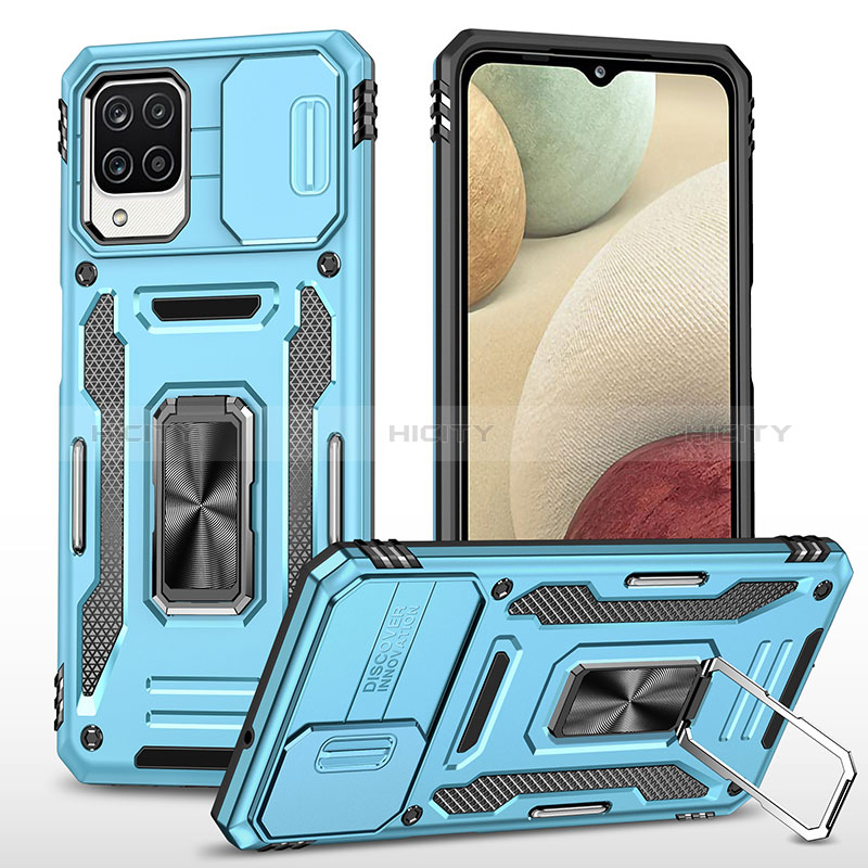 Custodia Silicone e Plastica Opaca Cover con Magnetico Anello Supporto MQ4 per Samsung Galaxy A12