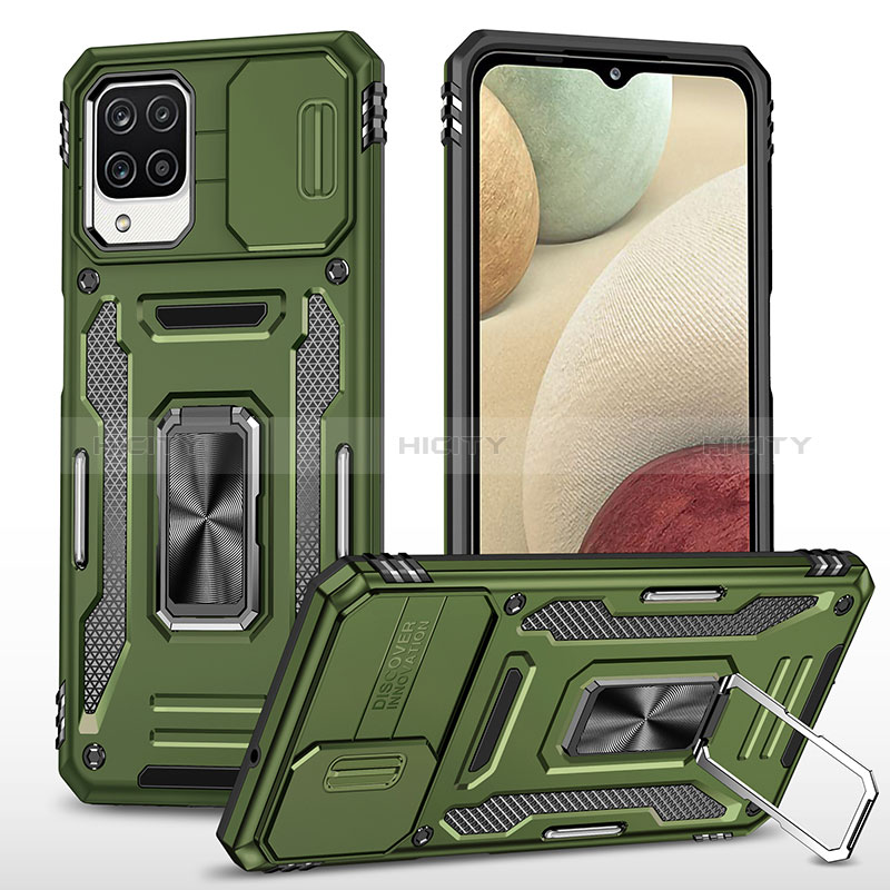 Custodia Silicone e Plastica Opaca Cover con Magnetico Anello Supporto MQ4 per Samsung Galaxy A12 Nacho