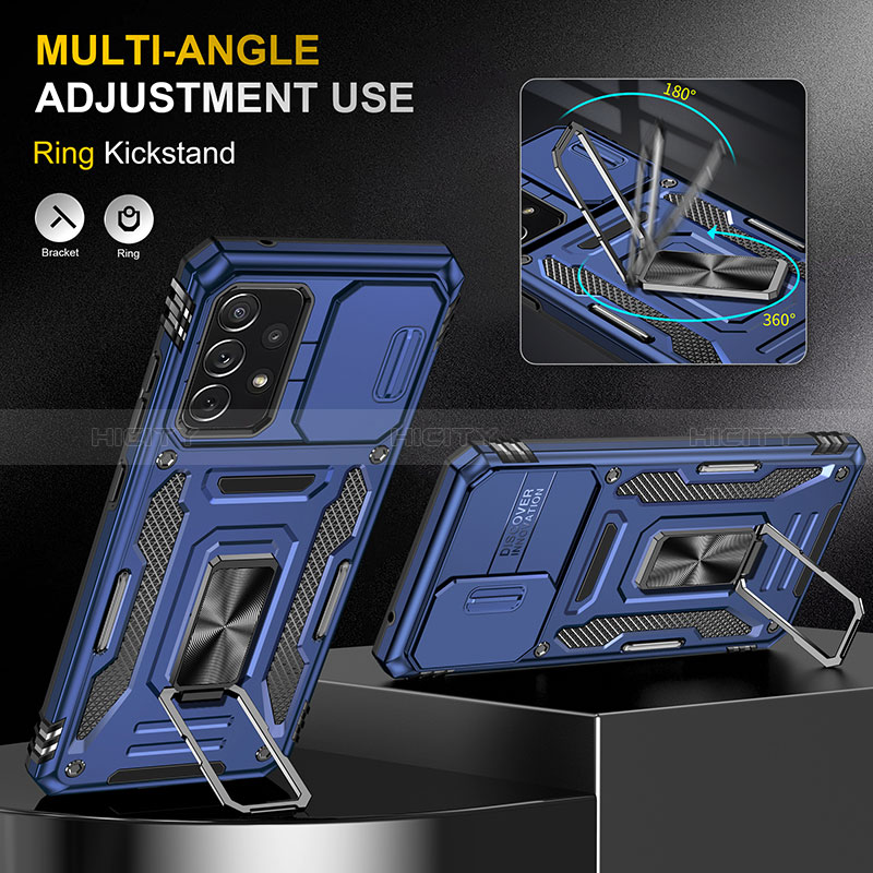 Custodia Silicone e Plastica Opaca Cover con Magnetico Anello Supporto MQ4 per Samsung Galaxy A52s 5G