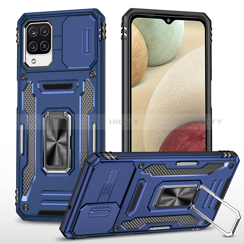 Custodia Silicone e Plastica Opaca Cover con Magnetico Anello Supporto MQ4 per Samsung Galaxy F12