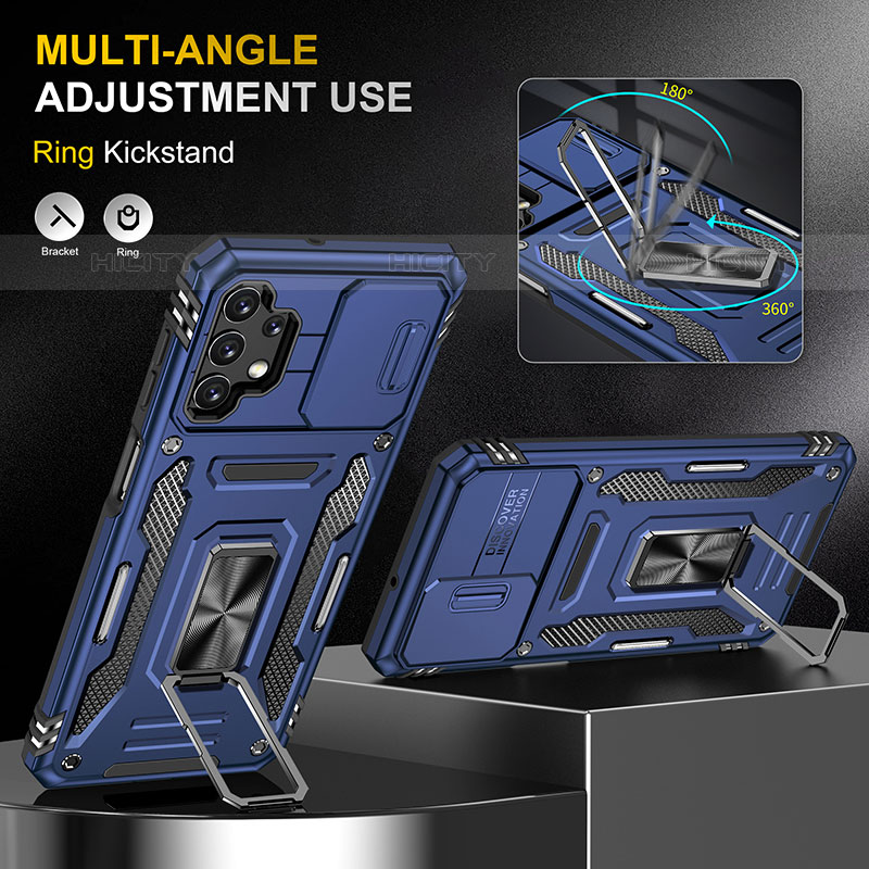 Custodia Silicone e Plastica Opaca Cover con Magnetico Anello Supporto MQ4 per Samsung Galaxy M32 5G