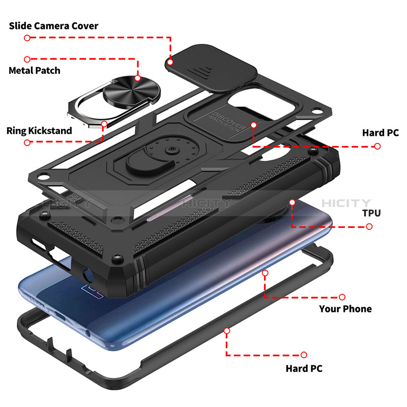 Custodia Silicone e Plastica Opaca Cover con Magnetico Anello Supporto MQ4 per Xiaomi Poco X3 Pro