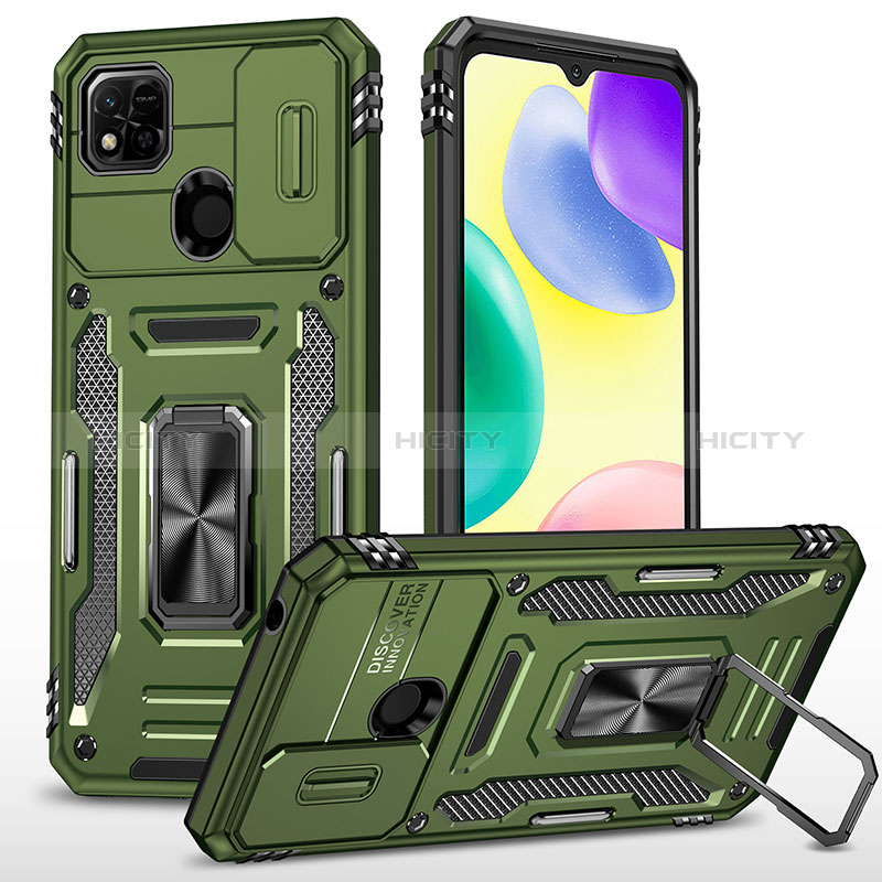 Custodia Silicone e Plastica Opaca Cover con Magnetico Anello Supporto MQ4 per Xiaomi Redmi 9 India