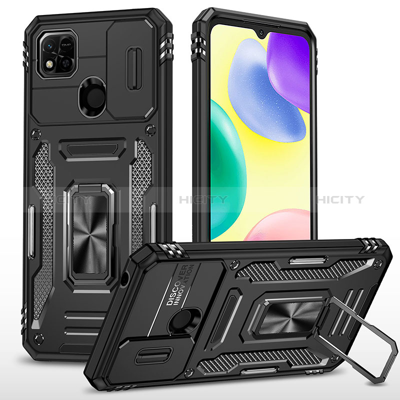 Custodia Silicone e Plastica Opaca Cover con Magnetico Anello Supporto MQ4 per Xiaomi Redmi 9 India