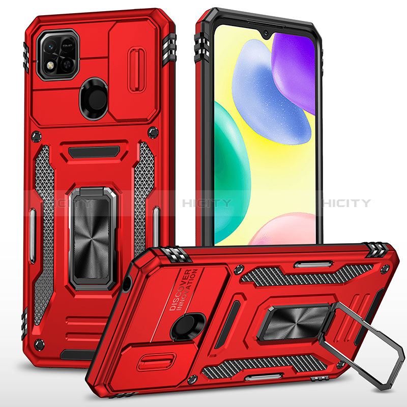 Custodia Silicone e Plastica Opaca Cover con Magnetico Anello Supporto MQ4 per Xiaomi Redmi 9 India