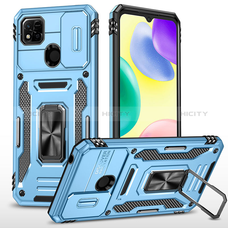 Custodia Silicone e Plastica Opaca Cover con Magnetico Anello Supporto MQ4 per Xiaomi Redmi 9C NFC