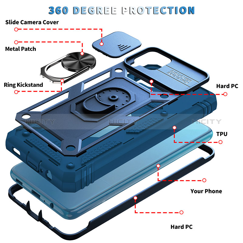 Custodia Silicone e Plastica Opaca Cover con Magnetico Anello Supporto MQ5 per Samsung Galaxy A12 Nacho