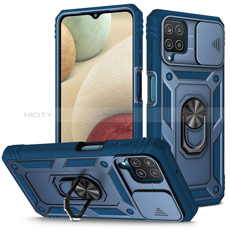 Custodia Silicone e Plastica Opaca Cover con Magnetico Anello Supporto MQ5 per Samsung Galaxy M12
