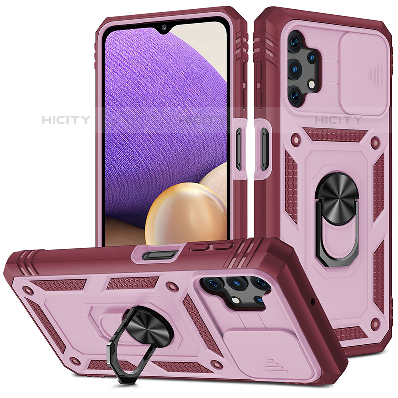Custodia Silicone e Plastica Opaca Cover con Magnetico Anello Supporto MQ5 per Samsung Galaxy M32 5G