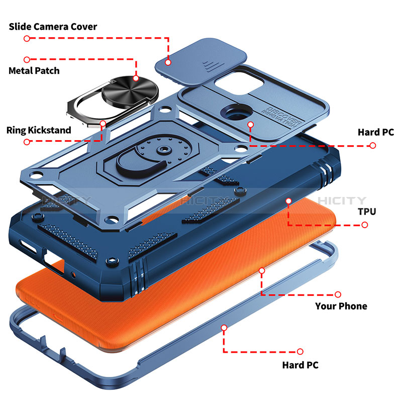 Custodia Silicone e Plastica Opaca Cover con Magnetico Anello Supporto MQ5 per Xiaomi Redmi 10A 4G