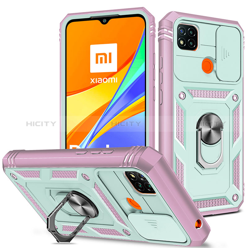 Custodia Silicone e Plastica Opaca Cover con Magnetico Anello Supporto MQ5 per Xiaomi Redmi 9C NFC