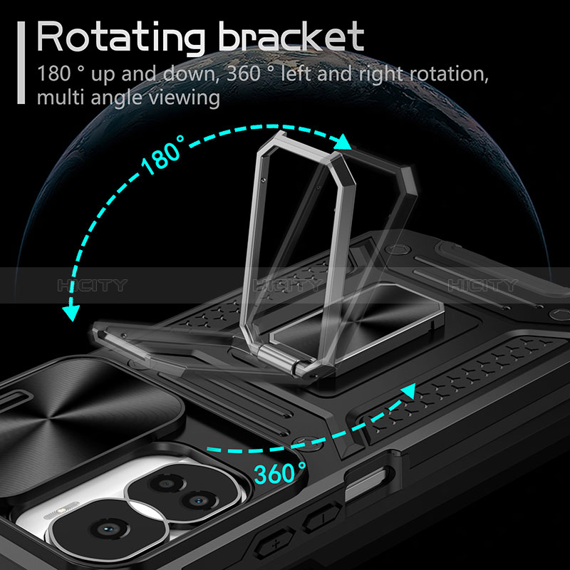 Custodia Silicone e Plastica Opaca Cover con Magnetico Anello Supporto MQ6 per Huawei Honor 90 Lite 5G