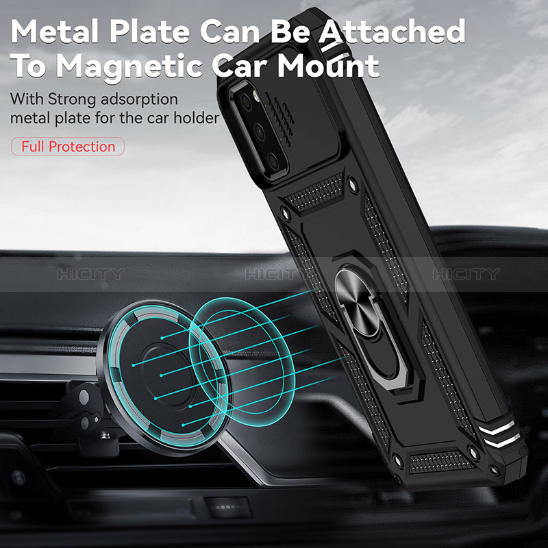 Custodia Silicone e Plastica Opaca Cover con Magnetico Anello Supporto MQ6 per Samsung Galaxy A02s