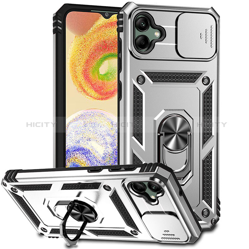 Custodia Silicone e Plastica Opaca Cover con Magnetico Anello Supporto MQ6 per Samsung Galaxy A04 4G