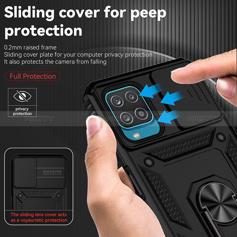 Custodia Silicone e Plastica Opaca Cover con Magnetico Anello Supporto MQ6 per Samsung Galaxy A12 Nacho