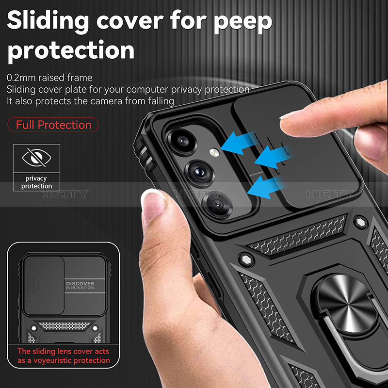 Custodia Silicone e Plastica Opaca Cover con Magnetico Anello Supporto MQ6 per Samsung Galaxy A14 5G