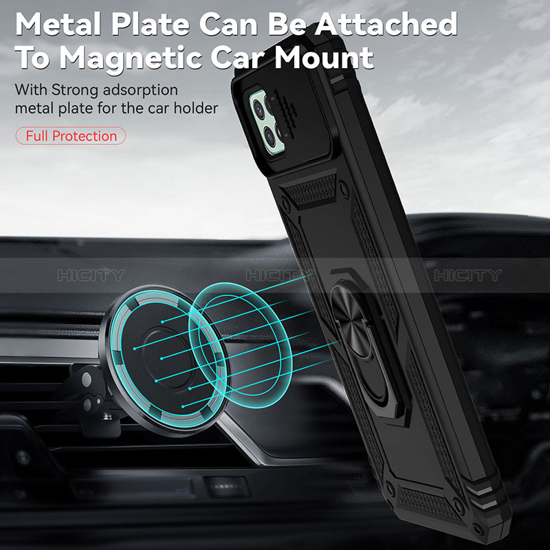 Custodia Silicone e Plastica Opaca Cover con Magnetico Anello Supporto MQ6 per Samsung Galaxy A22 5G