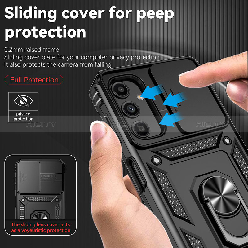 Custodia Silicone e Plastica Opaca Cover con Magnetico Anello Supporto MQ6 per Samsung Galaxy A25 5G