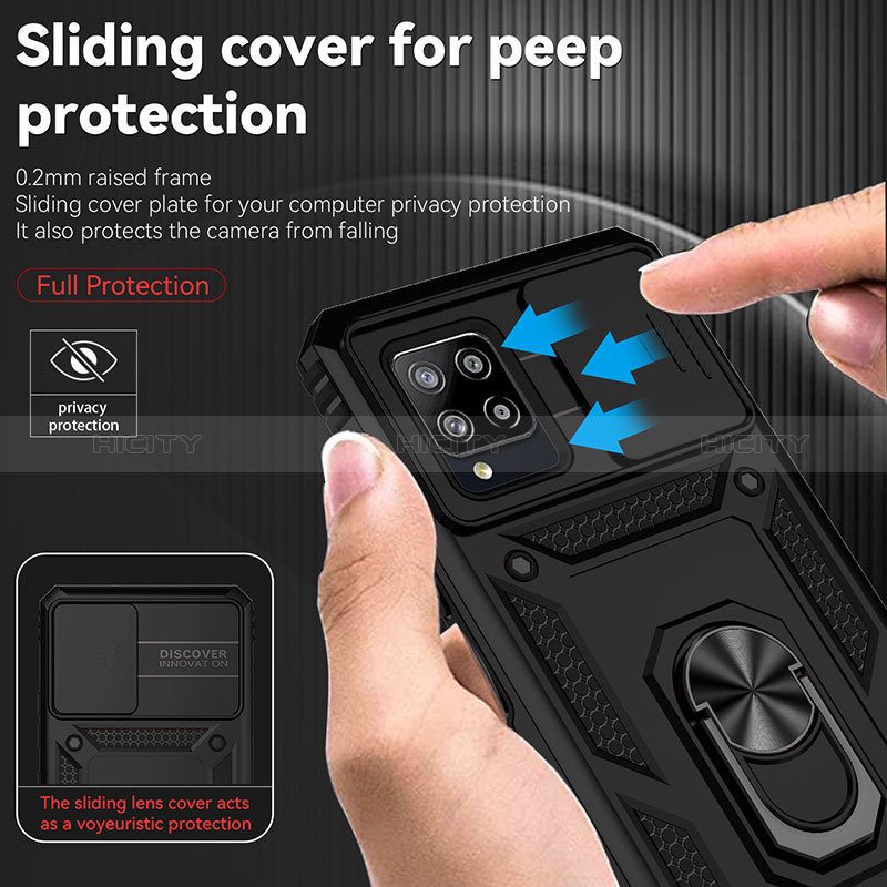 Custodia Silicone e Plastica Opaca Cover con Magnetico Anello Supporto MQ6 per Samsung Galaxy A42 5G