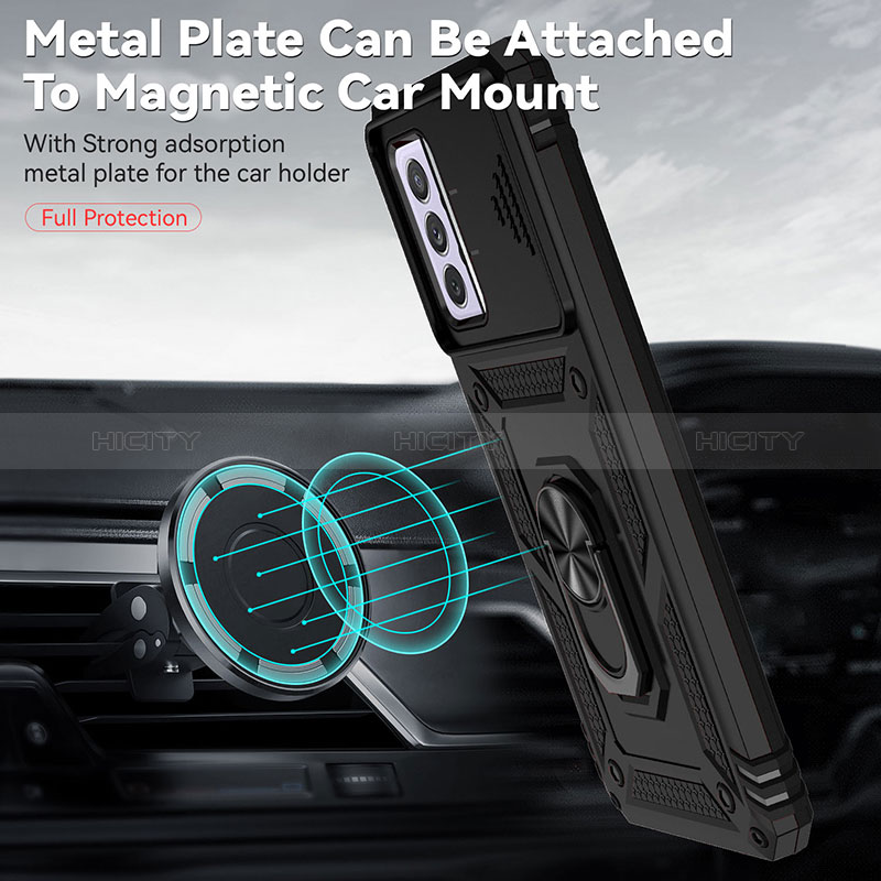 Custodia Silicone e Plastica Opaca Cover con Magnetico Anello Supporto MQ6 per Samsung Galaxy A52 5G