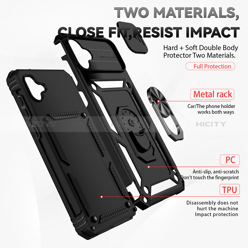 Custodia Silicone e Plastica Opaca Cover con Magnetico Anello Supporto MQ6 per Samsung Galaxy M04