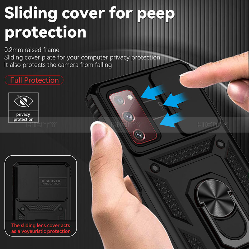 Custodia Silicone e Plastica Opaca Cover con Magnetico Anello Supporto MQ6 per Samsung Galaxy S20 FE 4G