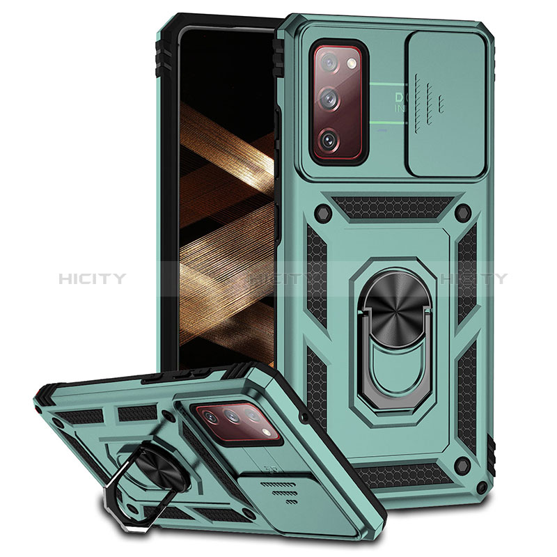 Custodia Silicone e Plastica Opaca Cover con Magnetico Anello Supporto MQ6 per Samsung Galaxy S20 FE 5G Verde