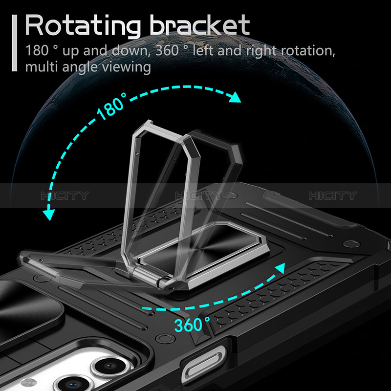 Custodia Silicone e Plastica Opaca Cover con Magnetico Anello Supporto MQ7 per Samsung Galaxy A14 5G