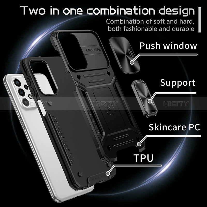Custodia Silicone e Plastica Opaca Cover con Magnetico Anello Supporto MQ7 per Samsung Galaxy A23 5G