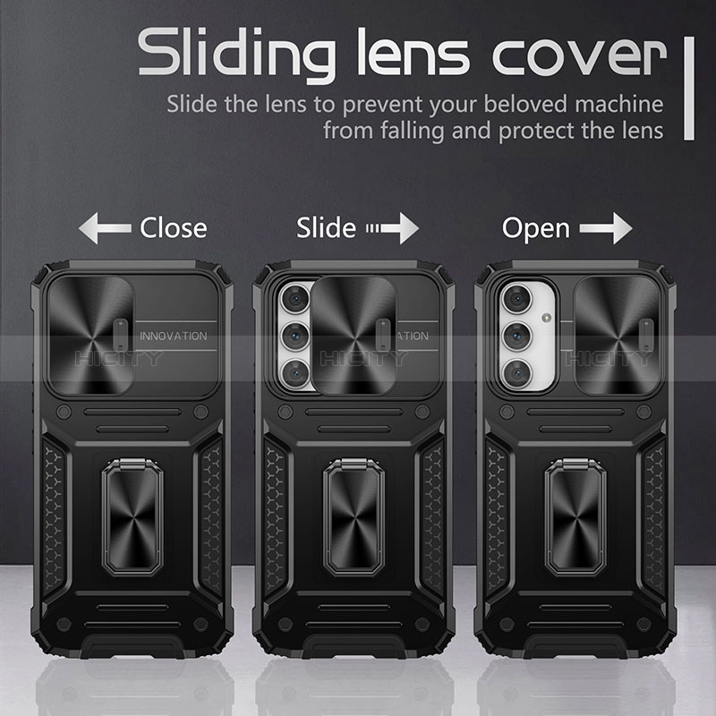 Custodia Silicone e Plastica Opaca Cover con Magnetico Anello Supporto MQ7 per Samsung Galaxy Quantum4 5G