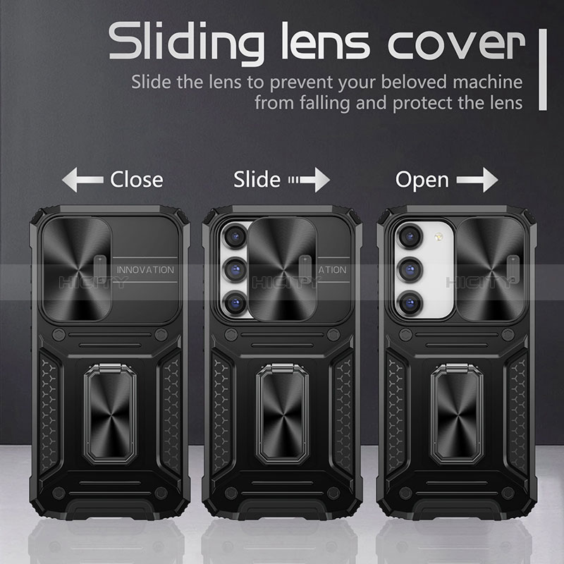 Custodia Silicone e Plastica Opaca Cover con Magnetico Anello Supporto MQ7 per Samsung Galaxy S23 5G