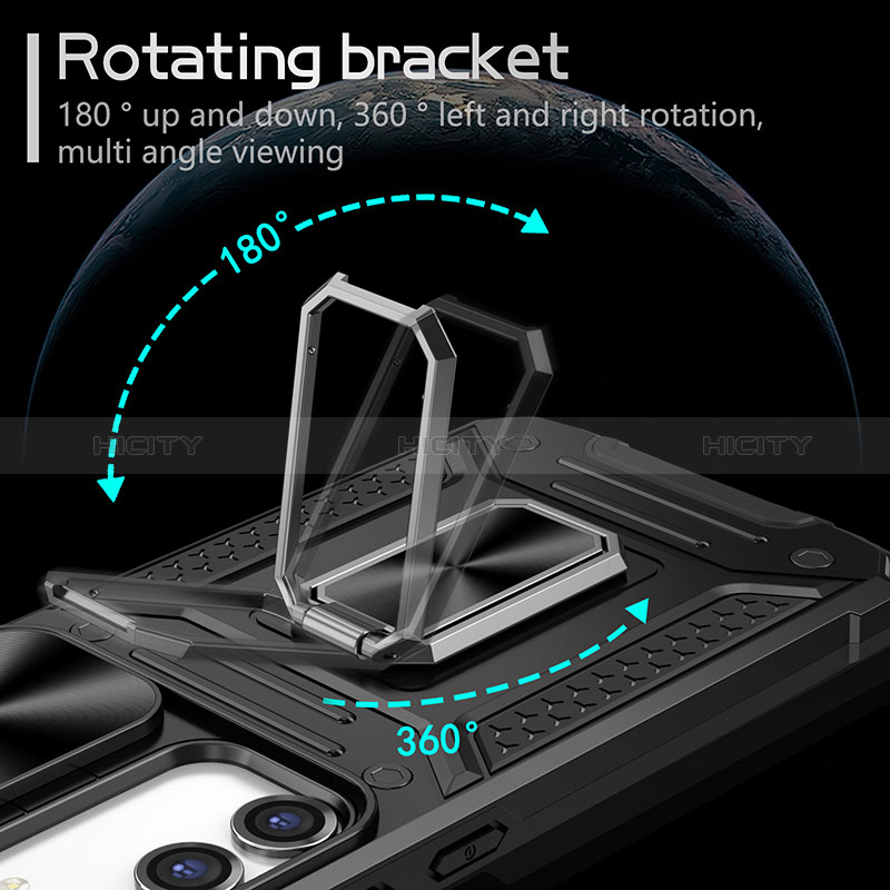 Custodia Silicone e Plastica Opaca Cover con Magnetico Anello Supporto MQ7 per Samsung Galaxy S23 Plus 5G