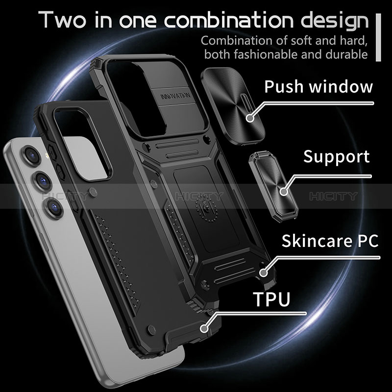 Custodia Silicone e Plastica Opaca Cover con Magnetico Anello Supporto MQ7 per Samsung Galaxy S24 Plus 5G