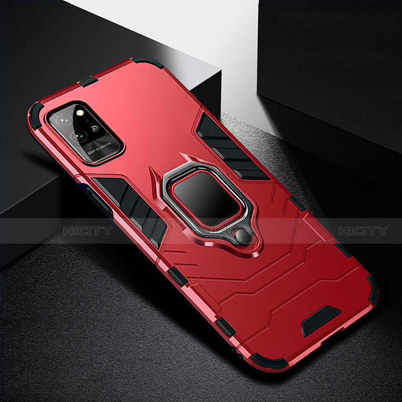 Custodia Silicone e Plastica Opaca Cover con Magnetico Anello Supporto N01 per Huawei Honor Play4 Pro 5G