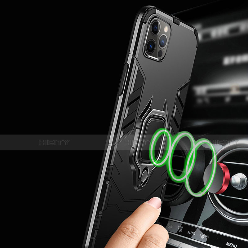 Custodia Silicone e Plastica Opaca Cover con Magnetico Anello Supporto per Apple iPhone 13 Pro Max