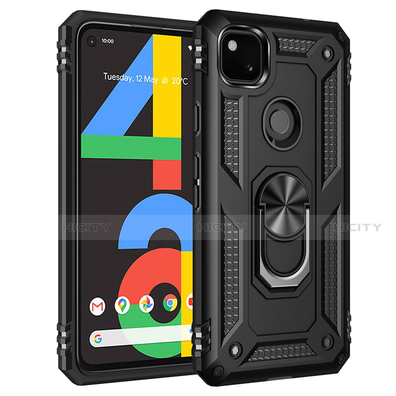 Custodia Silicone e Plastica Opaca Cover con Magnetico Anello Supporto per Google Pixel 4a