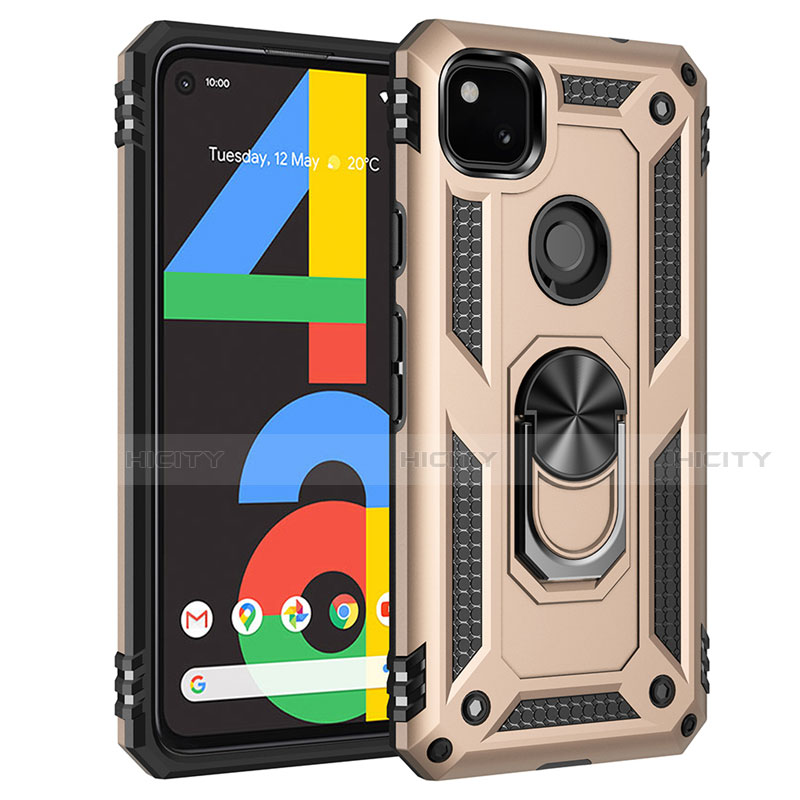 Custodia Silicone e Plastica Opaca Cover con Magnetico Anello Supporto per Google Pixel 4a