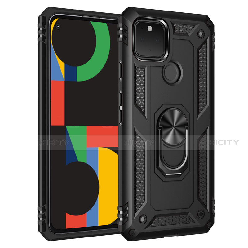 Custodia Silicone e Plastica Opaca Cover con Magnetico Anello Supporto per Google Pixel 5