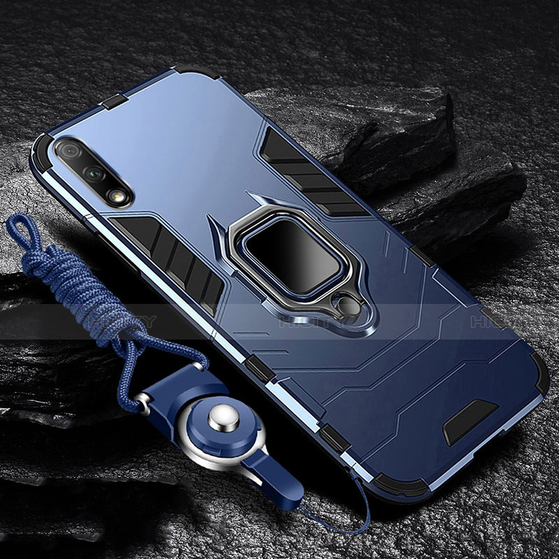 Custodia Silicone e Plastica Opaca Cover con Magnetico Anello Supporto per Huawei Enjoy 10