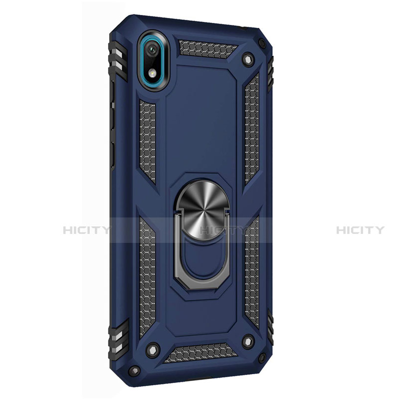 Custodia Silicone e Plastica Opaca Cover con Magnetico Anello Supporto per Huawei Enjoy 8S Blu