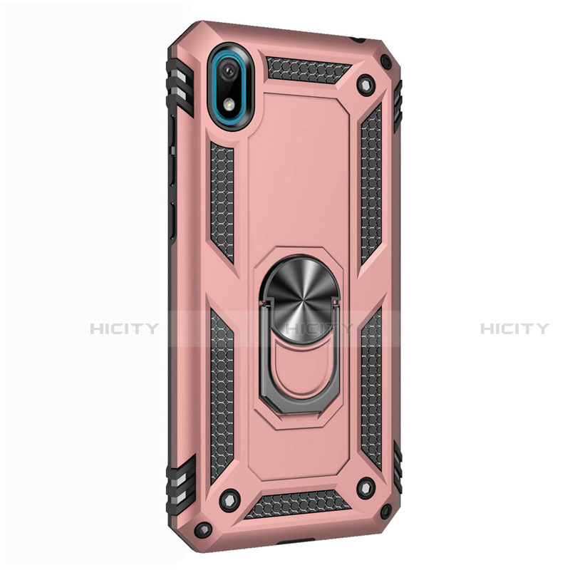 Custodia Silicone e Plastica Opaca Cover con Magnetico Anello Supporto per Huawei Enjoy 8S Oro Rosa