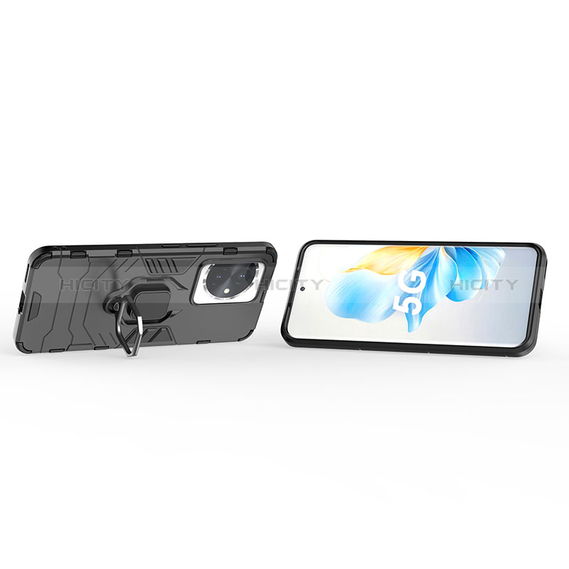Custodia Silicone e Plastica Opaca Cover con Magnetico Anello Supporto per Huawei Honor 100 5G