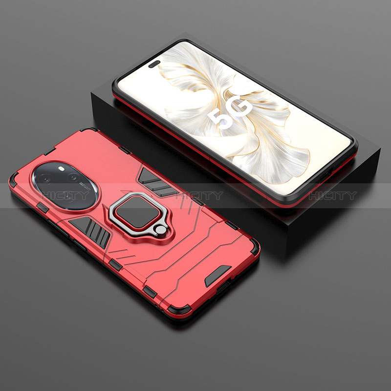 Custodia Silicone e Plastica Opaca Cover con Magnetico Anello Supporto per Huawei Honor 100 Pro 5G