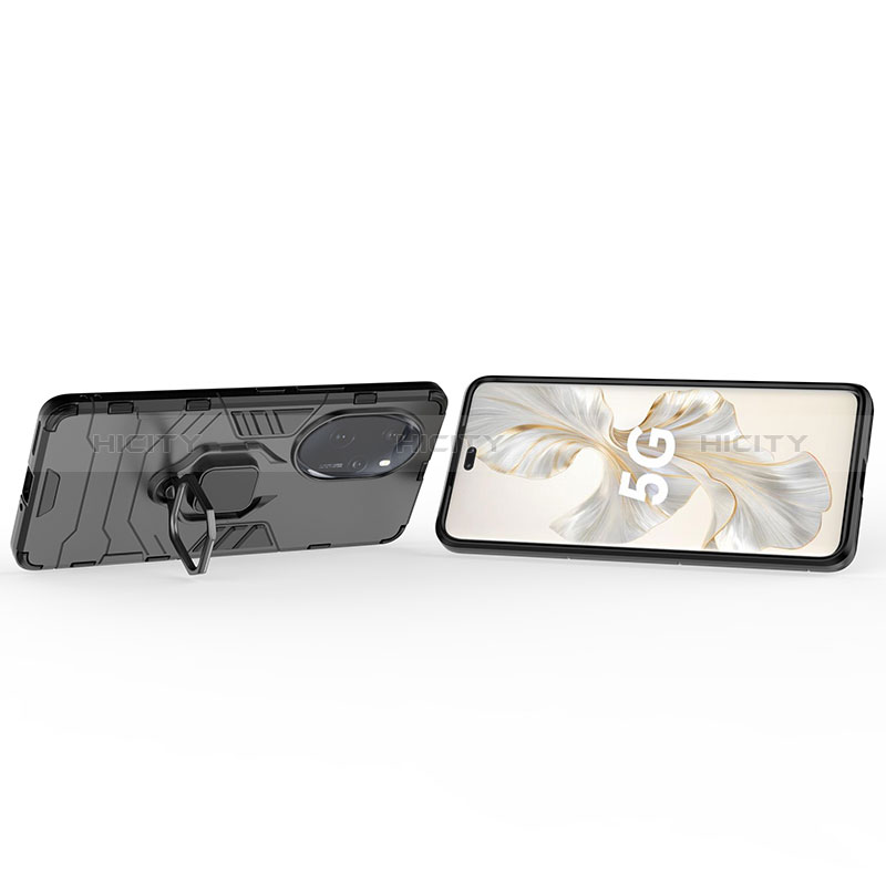 Custodia Silicone e Plastica Opaca Cover con Magnetico Anello Supporto per Huawei Honor 100 Pro 5G